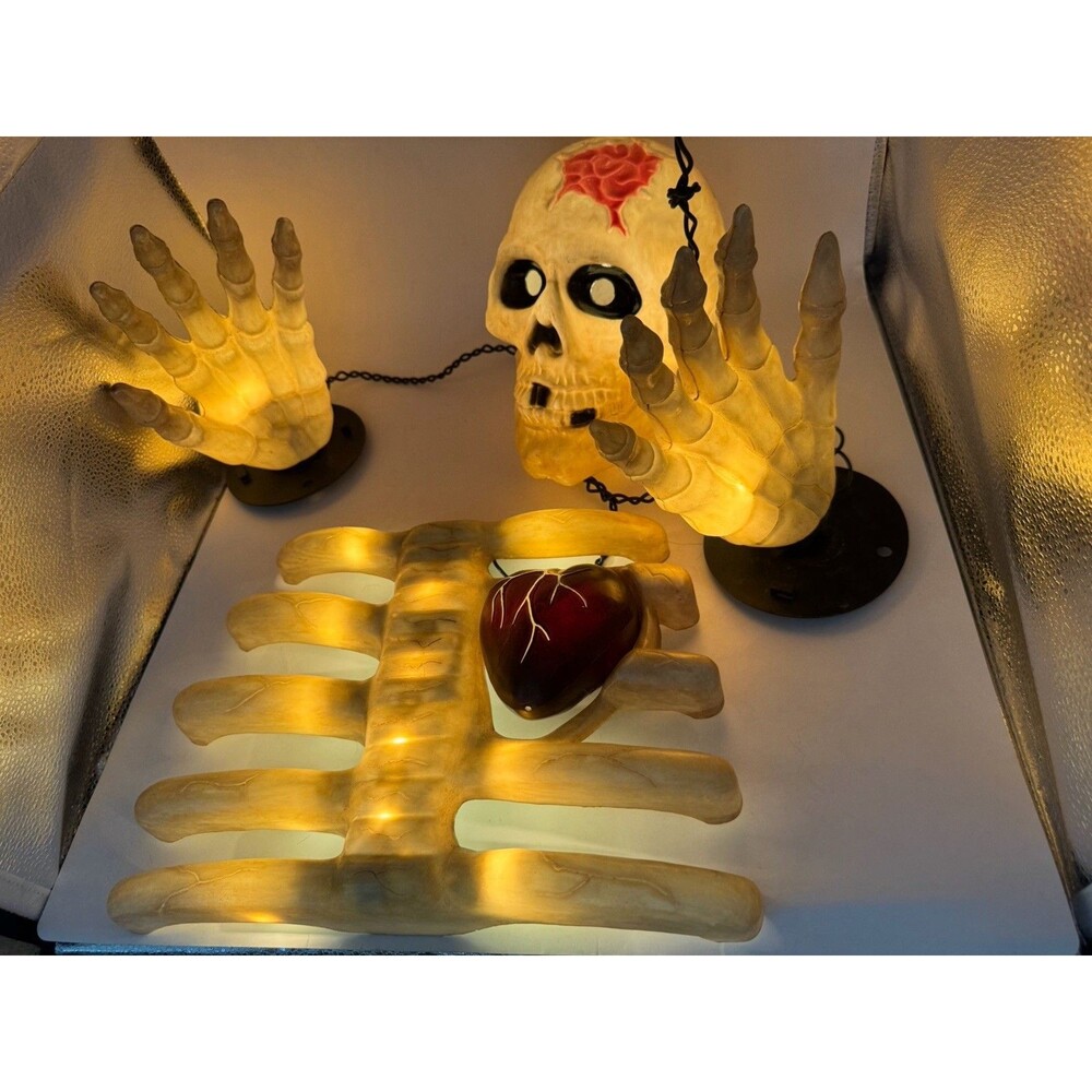 Vintage Halloween Lighted Skelton with Beating Heart